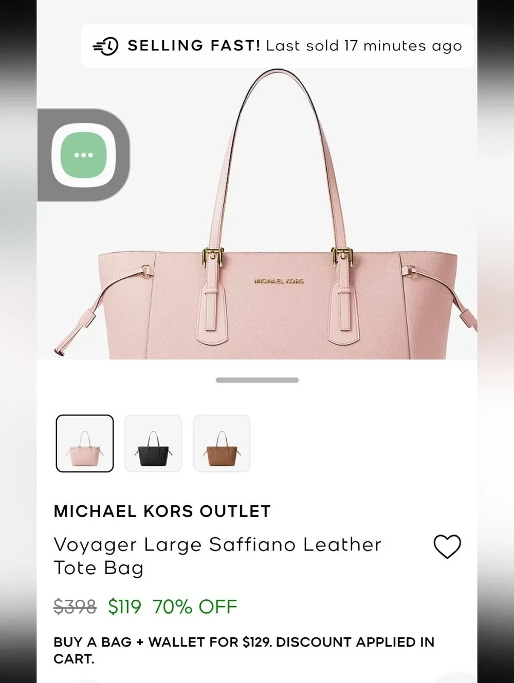 Michael Kors Jet Set Leather Pink Tote with Wristlet, EUC
